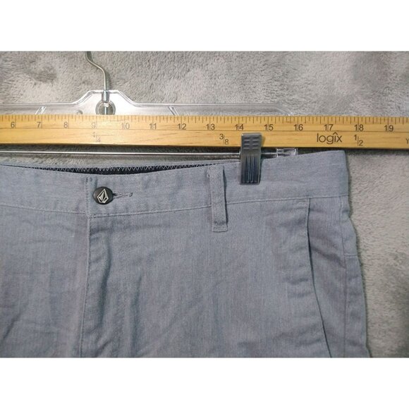 Volcom Shorts Mens 33 Gray Vmonty Stretch Chino Flat Front Mid Rise Skater Surf - Picture 3 of 9